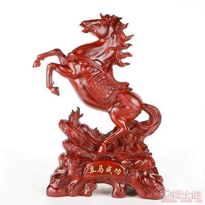 聯(lián)友廠家直銷樹脂工藝品 立馬成功仿木紋招財(cái)擺件，高級開業(yè)禮品之選